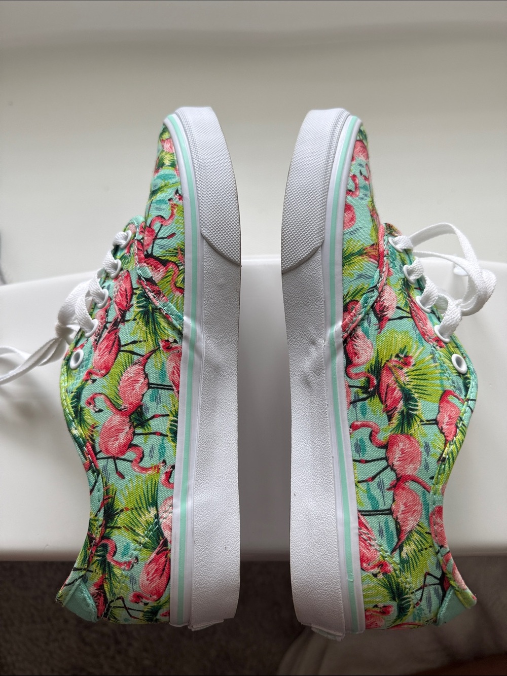 Vans Flamingo Canvas Sneakers - Pink & Green - Picture 6 of 7
